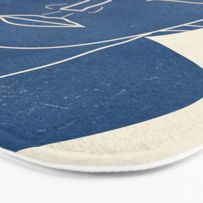 Lady Portrait Minimal Line Art 3 Blue Bath Mat Gallery Image 3
