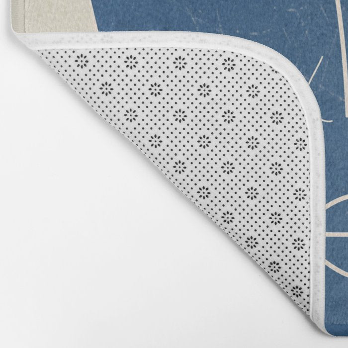 Lady Portrait Minimal Line Art 3 Blue Bath Mat Gallery Image 2