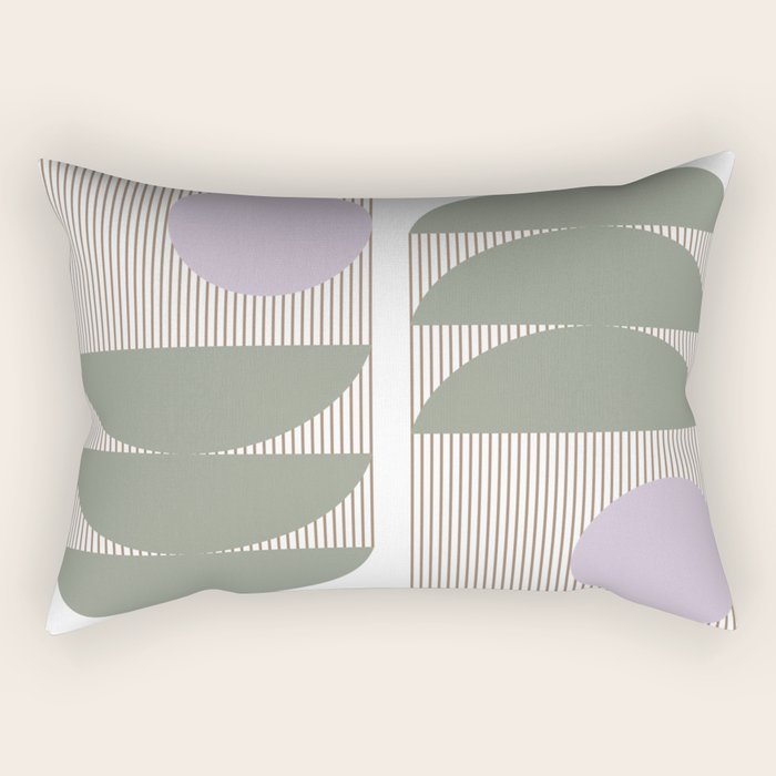 Lines and Shapes in Moss and Lilac Rectangular Pillow Gallery Image 1