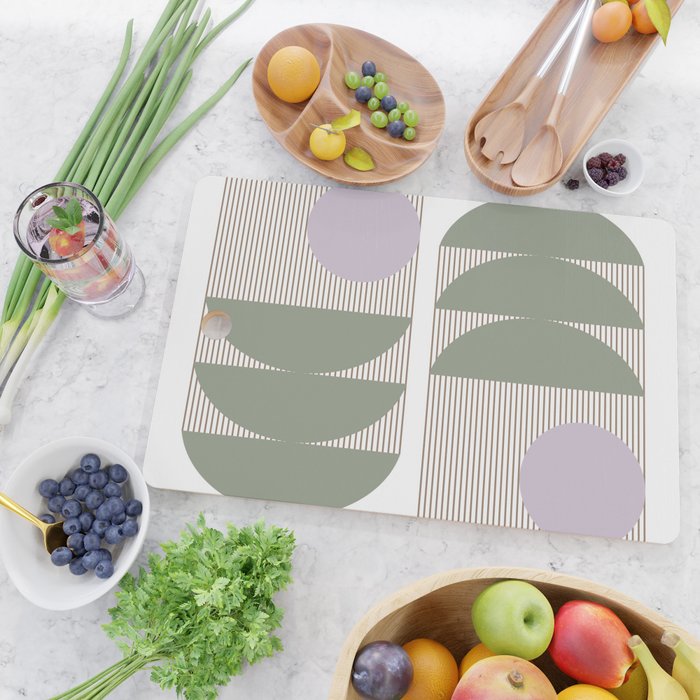 Lines and Shapes in Moss and Lilac Cutting Board Gallery Image 2