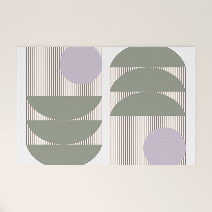 Lines and Shapes in Moss and Lilac Welcome Mat Gallery Image 1