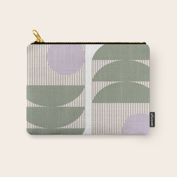 Lines and Shapes in Moss and Lilac Carry All Pouch Gallery Image 1