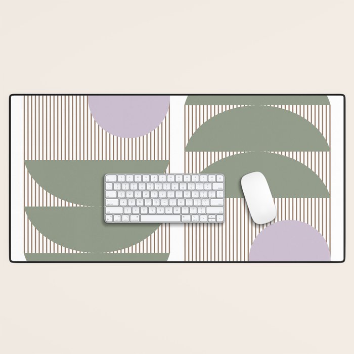 Lines and Shapes in Moss and Lilac Desk Mat Gallery Image 1