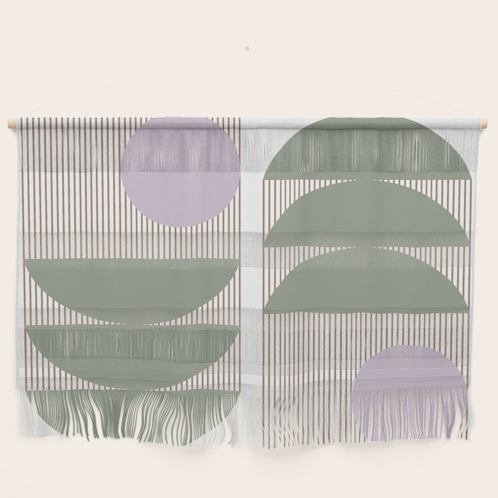 Lines and Shapes in Moss and Lilac Wall Hanging Gallery Image 1