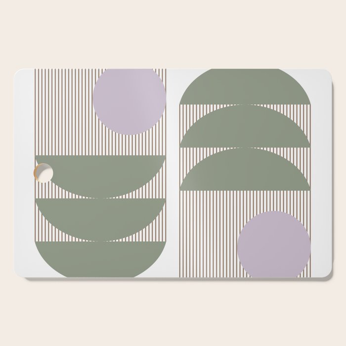 Lines and Shapes in Moss and Lilac Cutting Board Gallery Image 1