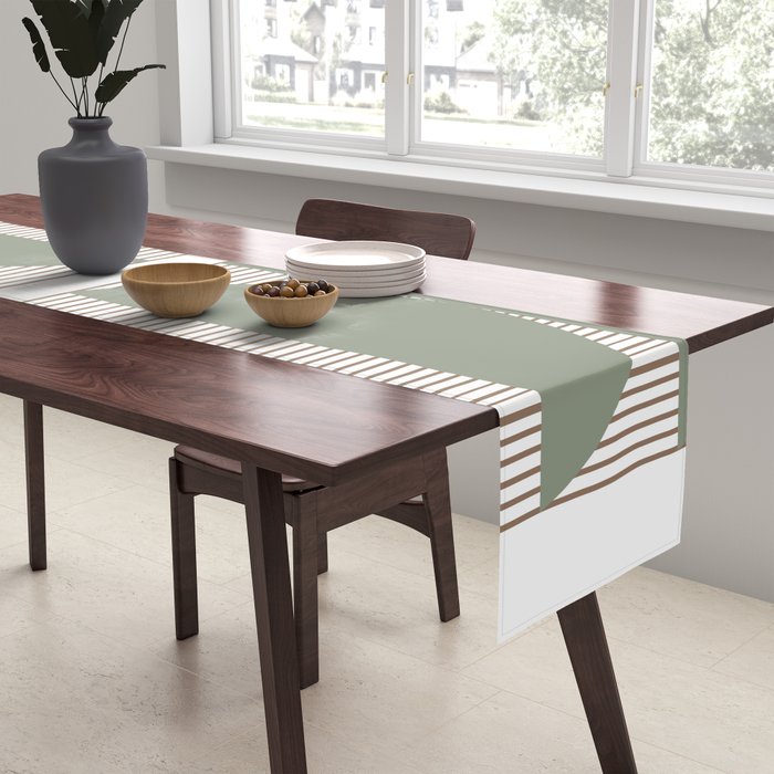 Lines and Shapes in Moss and Lilac Table Runner Gallery Image 2