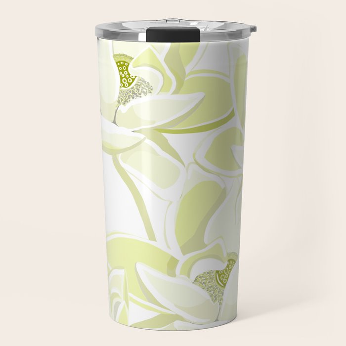 Large white flowers on white background Travel Mug Gallery Image 1