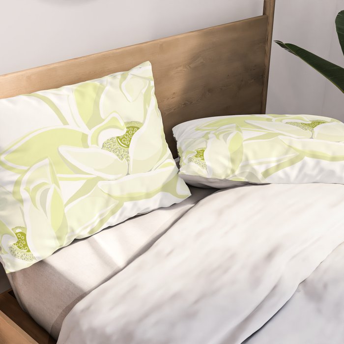 Large white flowers on white background Pillow Sham Gallery Image 2