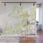 Large white flowers on white background Wall Mural Gallery Image 1