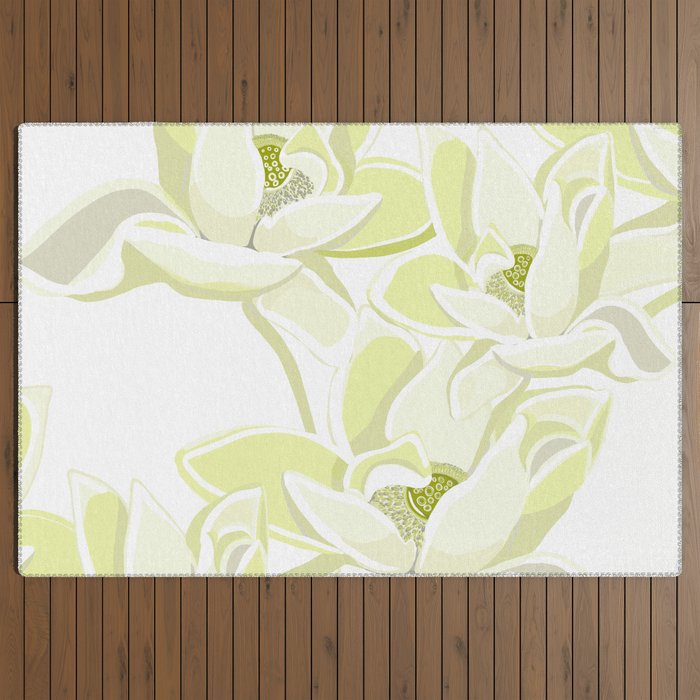 Large white flowers on white background Outdoor Rug Gallery Image 3