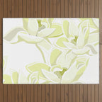 Large white flowers on white background Outdoor Rug Gallery Image 3