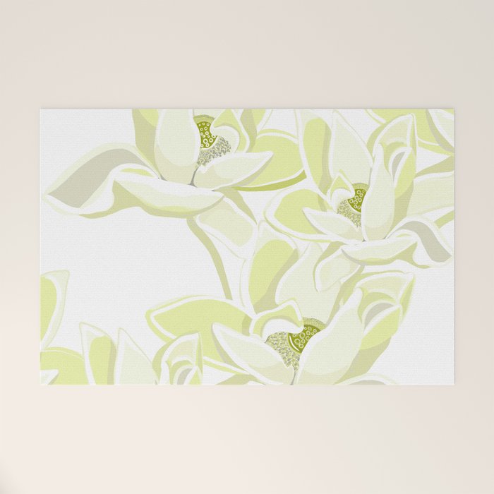 Large white flowers on white background Welcome Mat Gallery Image 1