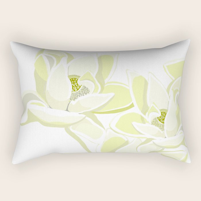 Large white flowers on white background Rectangular Pillow Gallery Image 2