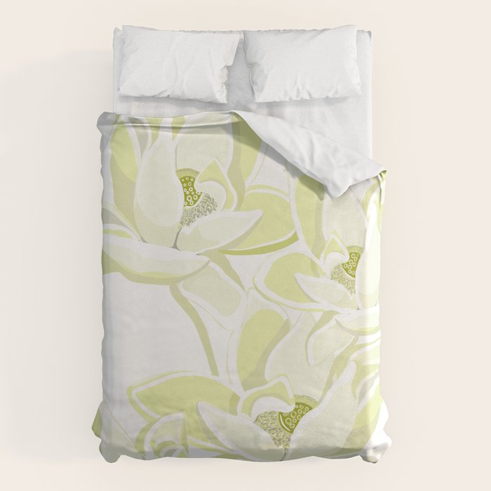 Large white flowers on white background Duvet Cover Gallery Image 6