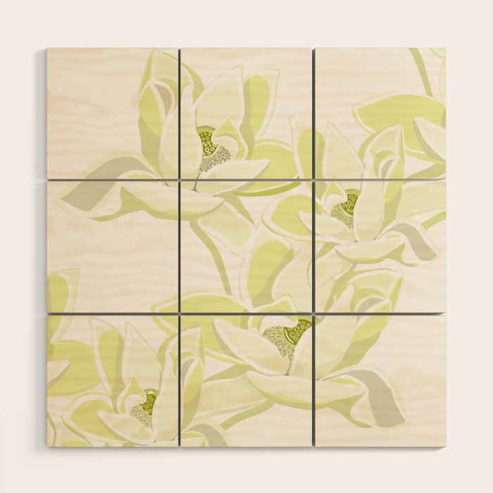 Large white flowers on white background Wood Wall Art Gallery Image 1