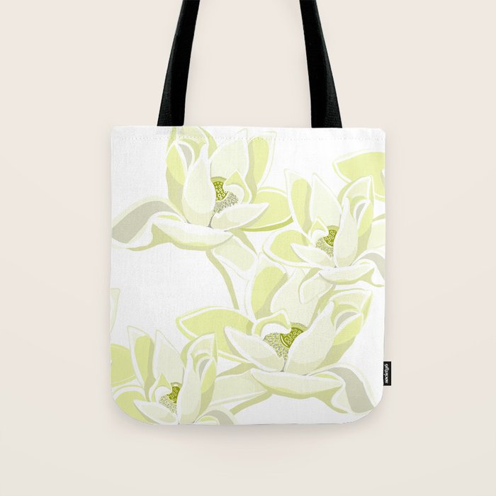 Large white flowers on white background Tote Bag Gallery Image 1