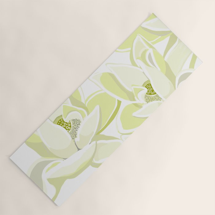 Large white flowers on white background Yoga Mat Gallery Image 1