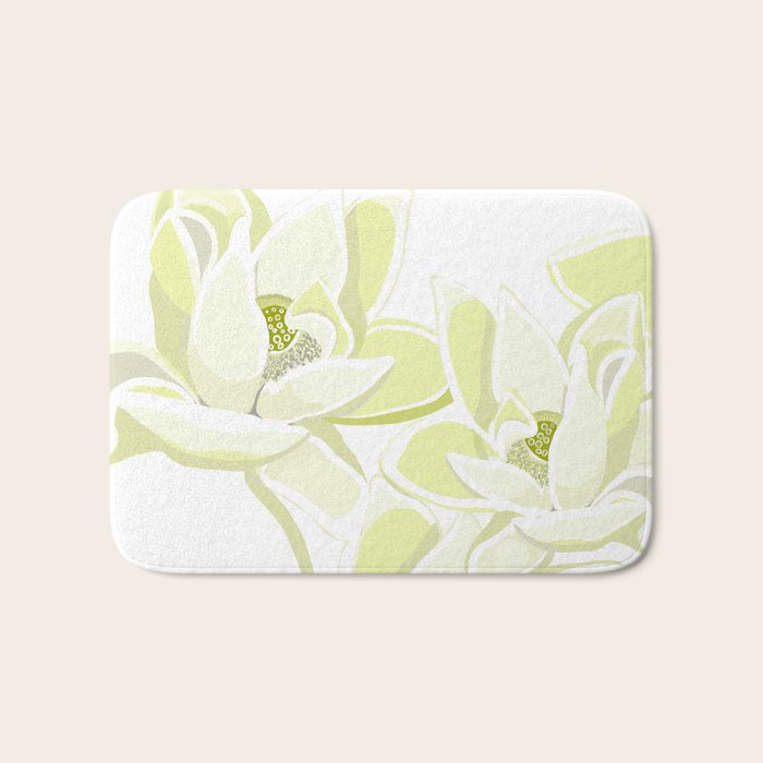 Large white flowers on white background Bath Mat Gallery Image 1