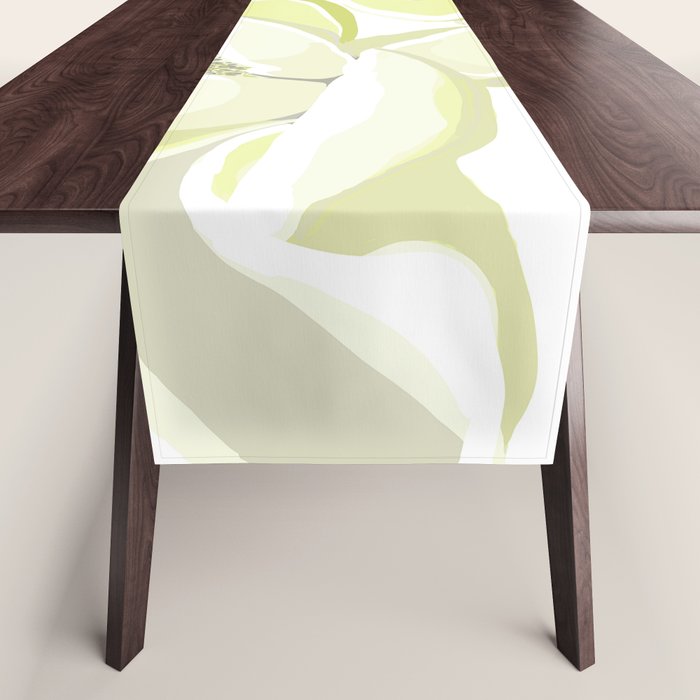 Large white flowers on white background Table Runner Gallery Image 1