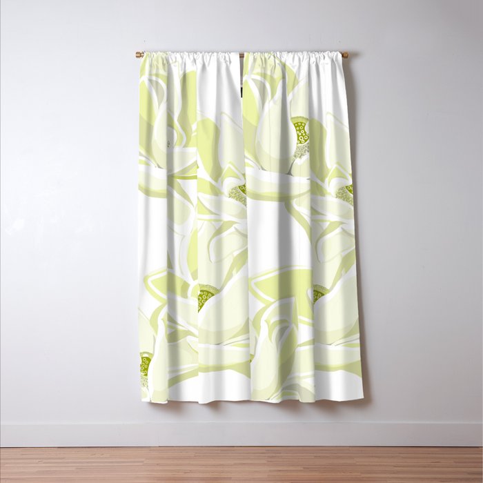 Large white flowers on white background Window Curtain Gallery Image 3