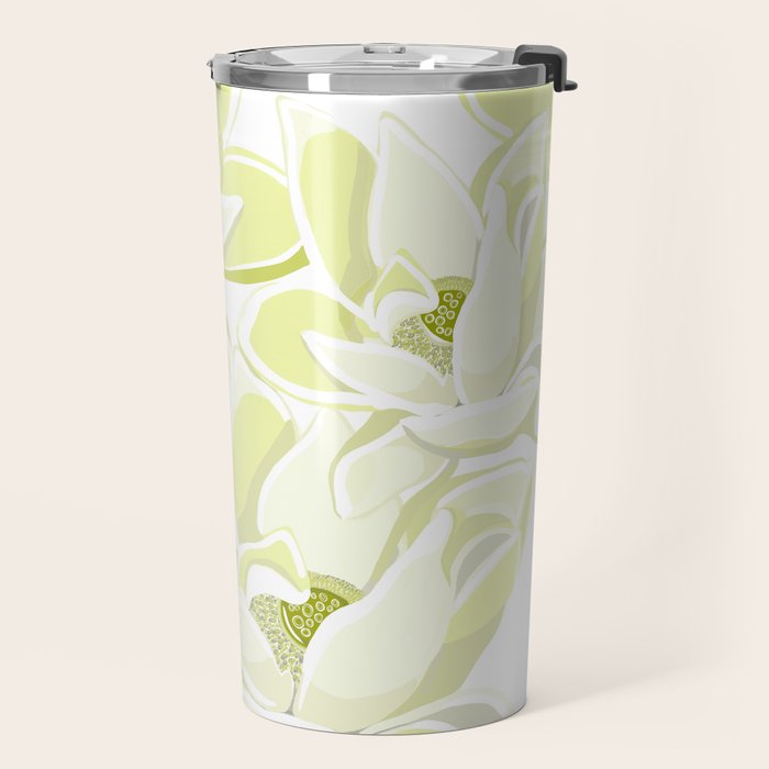 Large white flowers on white background Travel Mug Gallery Image 2
