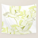Large white flowers on white background Wall Tapestry Gallery Image 4