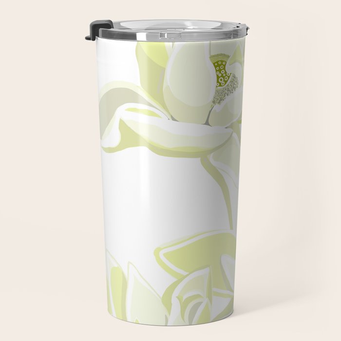 Large white flowers on white background Travel Mug Gallery Image 3
