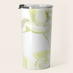 Large white flowers on white background Travel Mug Gallery Image 3