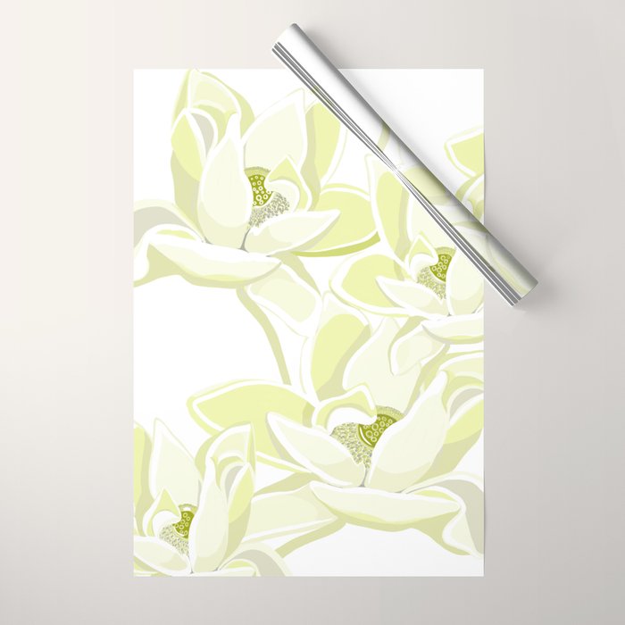 Large white flowers on white background Wrapping Paper Gallery Image 1