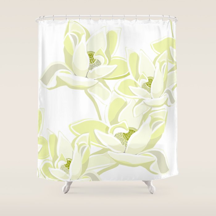 Large white flowers on white background Shower Curtain Gallery Image 1