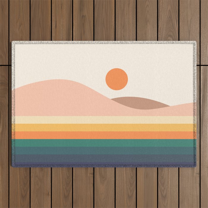Retro Landscape 06B Outdoor Rug Gallery Image 1