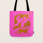 Abstract leopard with red lips illustration in fuchsia background  Tote Bag Gallery Image 1