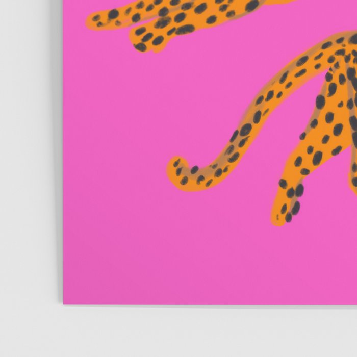 Abstract leopard with red lips illustration in fuchsia background  Poster Gallery Image 3
