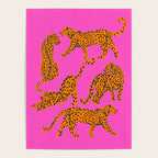 Abstract leopard with red lips illustration in fuchsia background  Poster Gallery Image 4