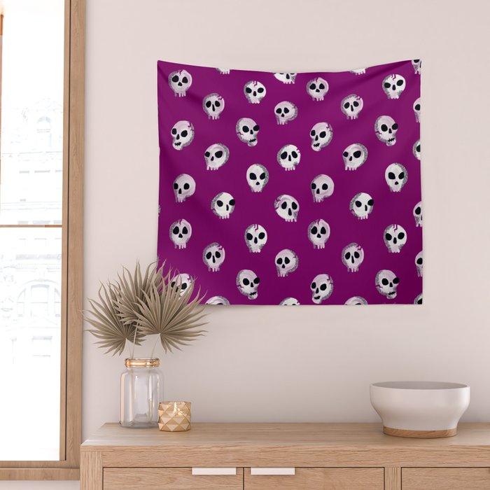Spooky Skulls - Purple Wall Tapestry Gallery Image 2