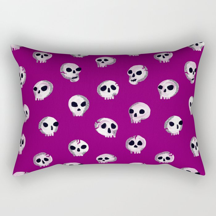 Spooky Skulls - Purple Rectangular Pillow Gallery Image 1