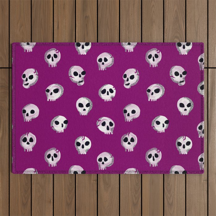 Spooky Skulls - Purple Outdoor Rug Gallery Image 1