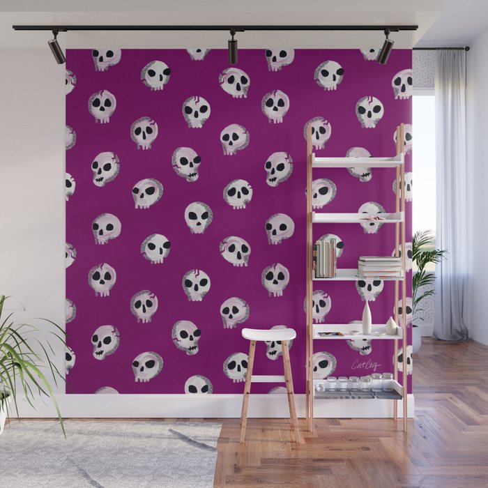 Spooky Skulls - Purple Wall Mural Gallery Image 1