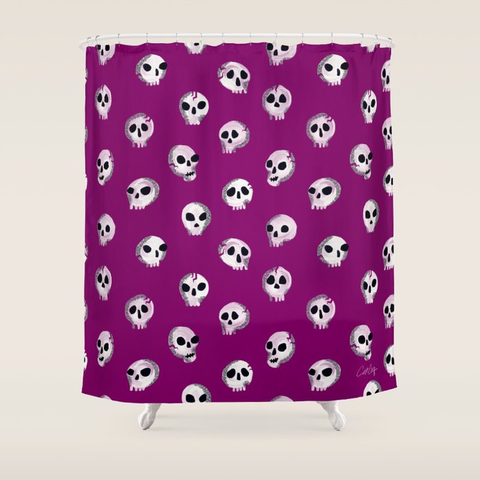 Spooky Skulls - Purple Shower Curtain Gallery Image 1