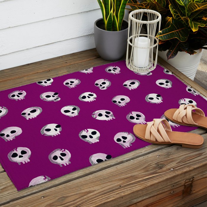 Spooky Skulls - Purple Outdoor Rug Gallery Image 2