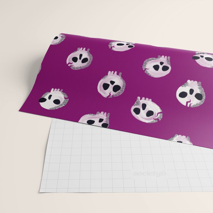 Spooky Skulls - Purple Wrapping Paper Gallery Image 2