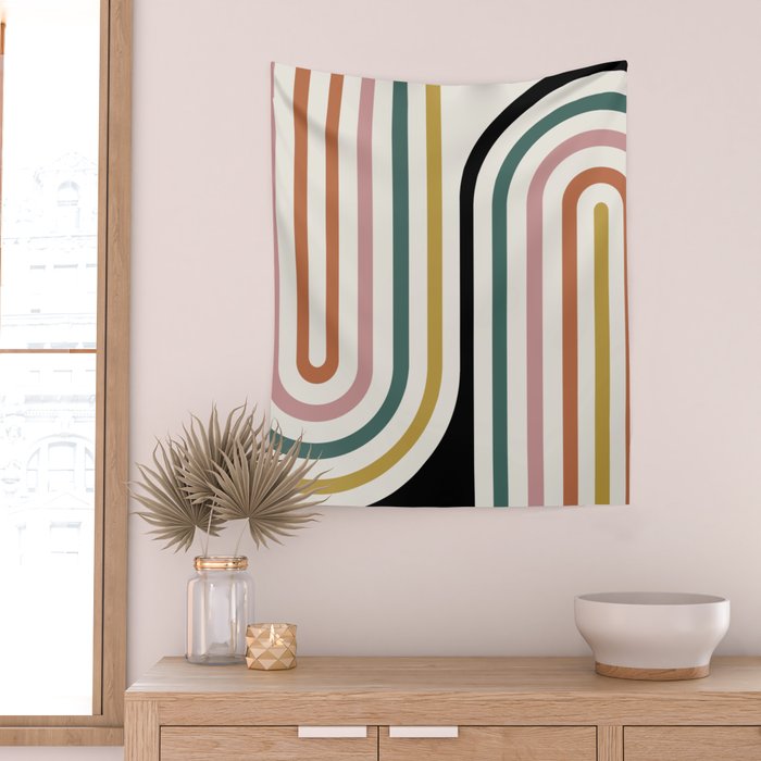 Bold Curvature Stripes IX Wall Tapestry Gallery Image 2