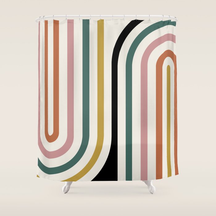 Bold Curvature Stripes IX Shower Curtain Gallery Image 1