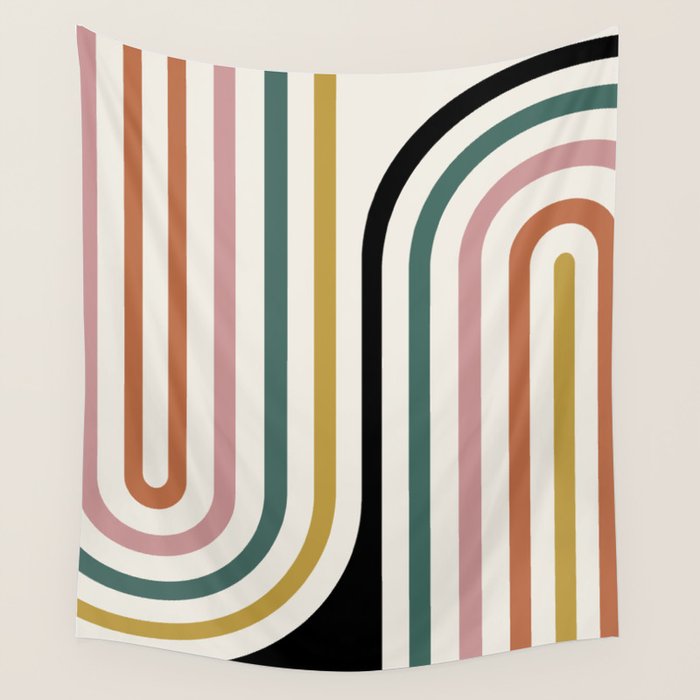 Bold Curvature Stripes IX Wall Tapestry Gallery Image 4