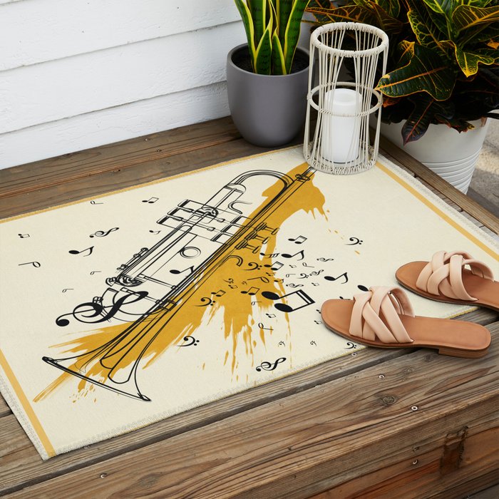 Abstract Minimal Musical Instrument 4 Outdoor Rug Gallery Image 2