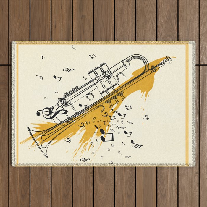 Abstract Minimal Musical Instrument 4 Outdoor Rug Gallery Image 1