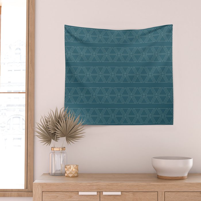 lines geo-teal Wall Tapestry Gallery Image 2
