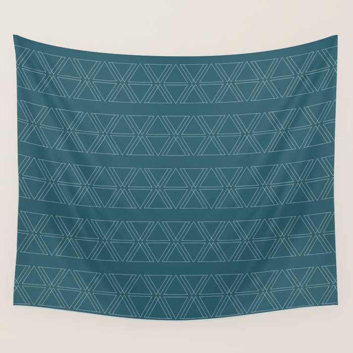 lines geo-teal Wall Tapestry Gallery Image 4