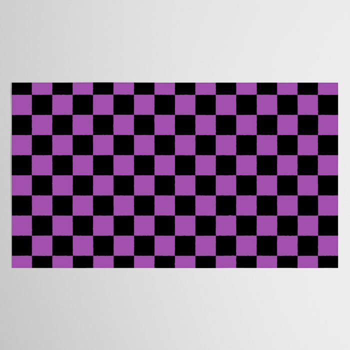 Halloween Checkered Purple and Black Check Pattern Tablecloth Gallery Image 2