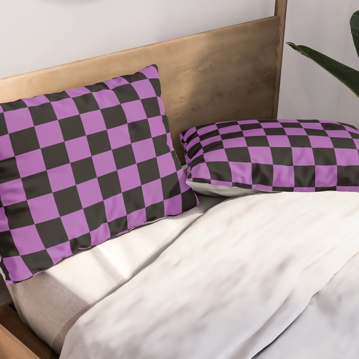 Halloween Checkered Purple and Black Check Pattern Pillow Sham Gallery Image 2